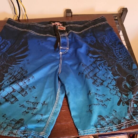 Men's Blue Swim Shorts - Picture 1 of 5